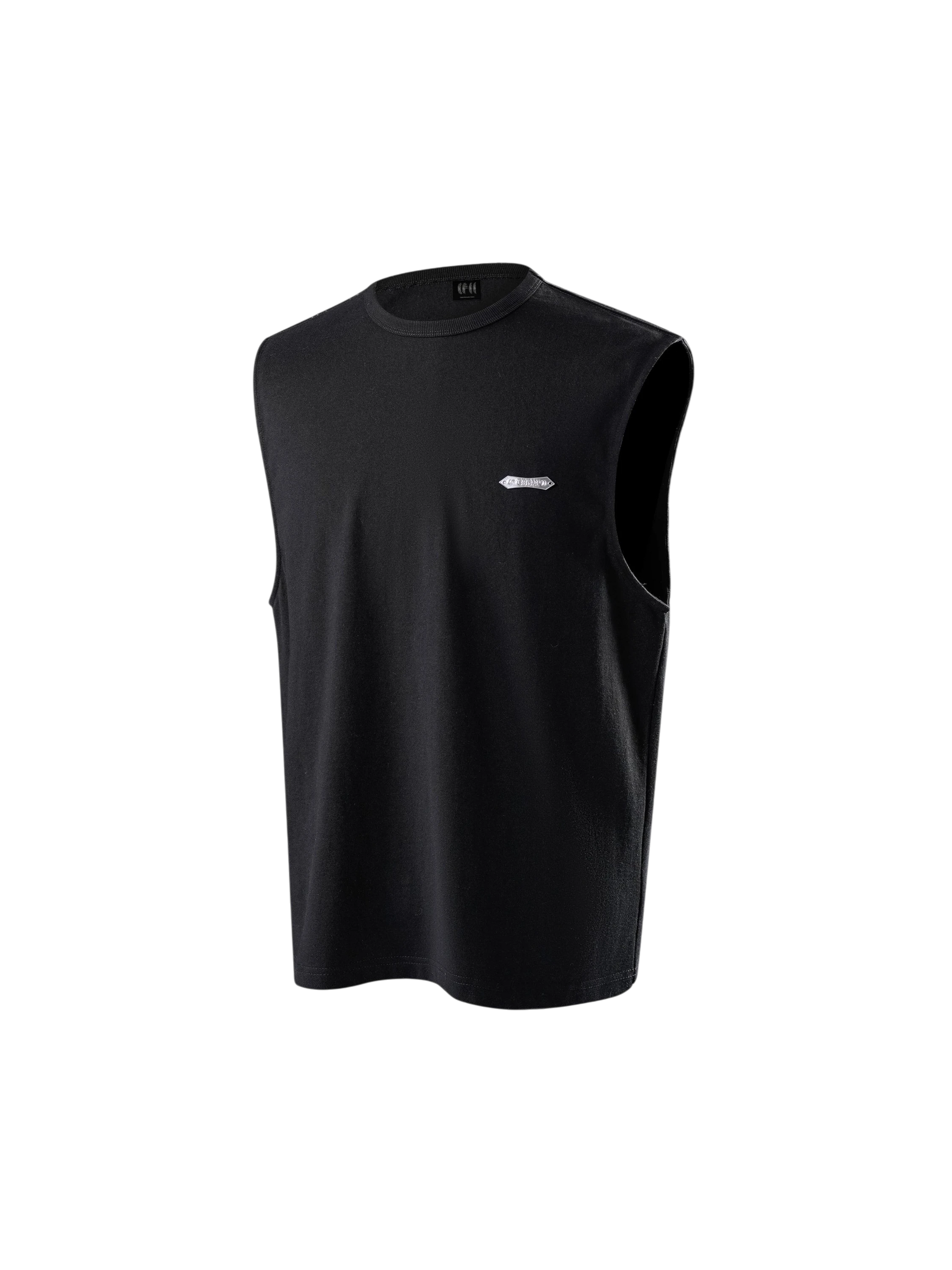 TBHNP black Astral Logo Shadowbat vest, front flat-lay — men's streetwear sleeveless tee
