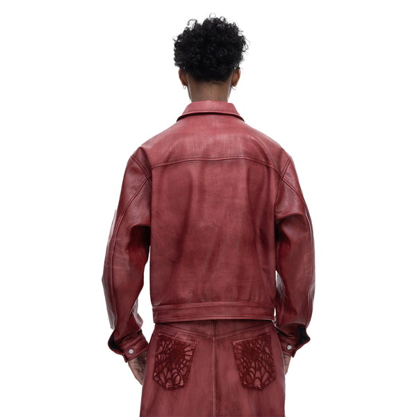 ECLIPSE OF THE BLOOD MOON COBWEB LEATHER JACKET