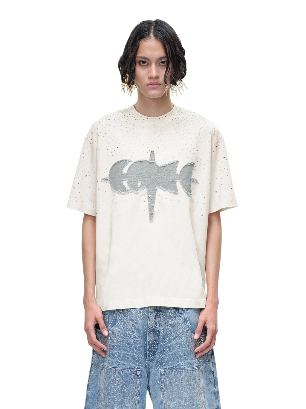 LUMINOUS DAWN RHINESTONE PATCH T-SHIRT