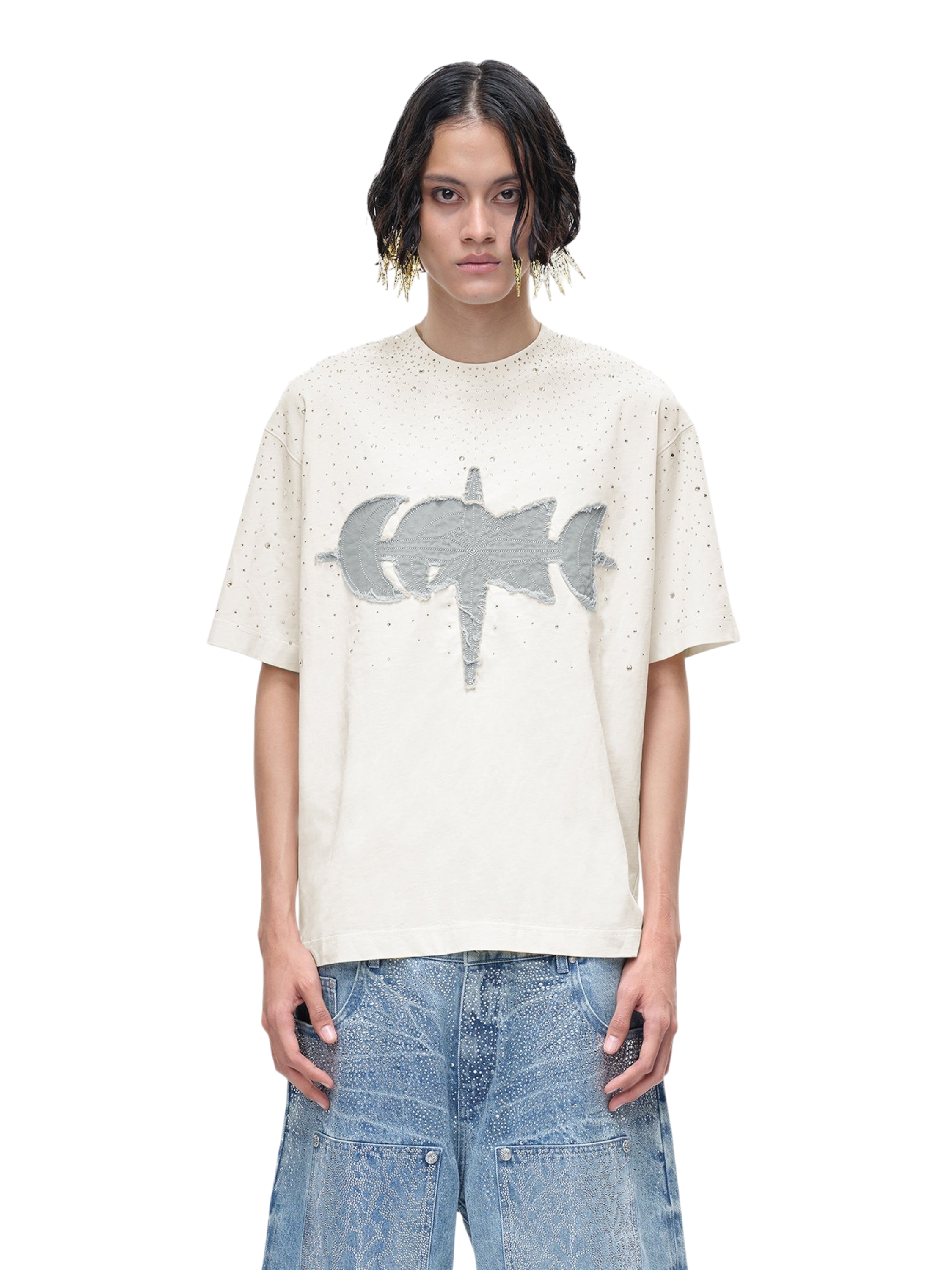 LUMINOUS DAWN RHINESTONE PATCH T-SHIRT