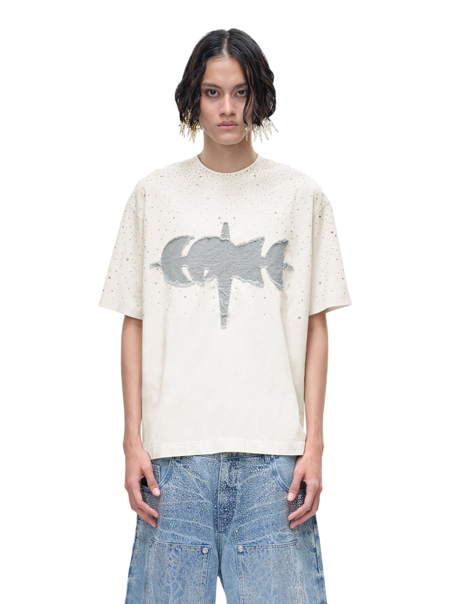 LUMINOUS DAWN ラインストーン パッチ Tシャツ