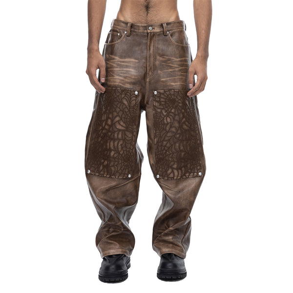 ECLIPSE OF THE BLOOD MOON COBWEB LEATHER PANTS