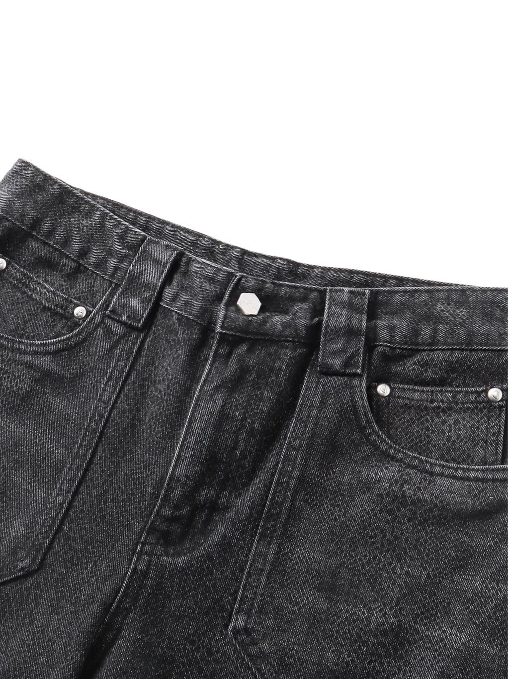 TBHNP black cobra print baggy jeans, front folded flat-lay — men's streetwear denim