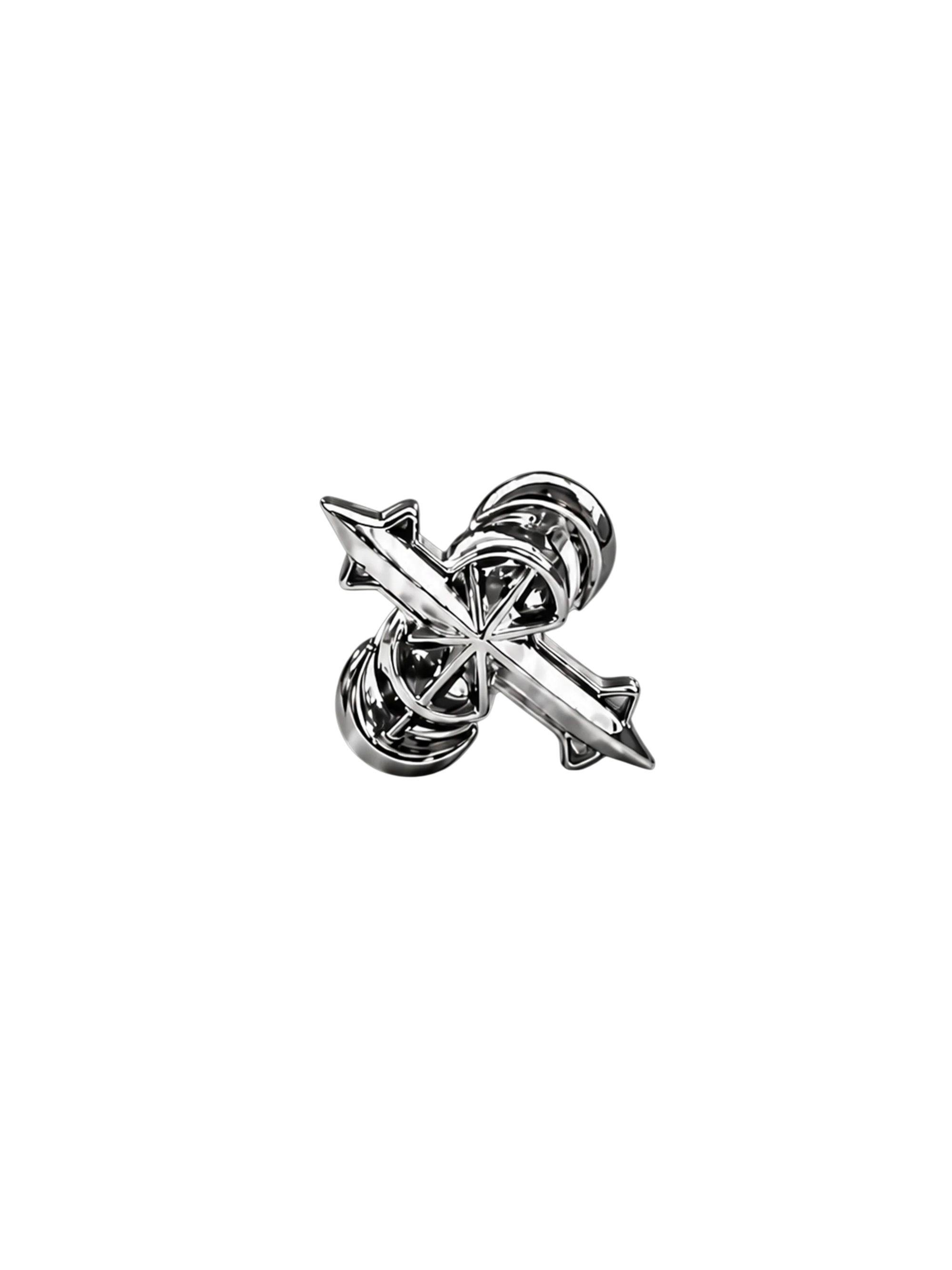 TBHNP white-gold plated gothic logo earring in silver