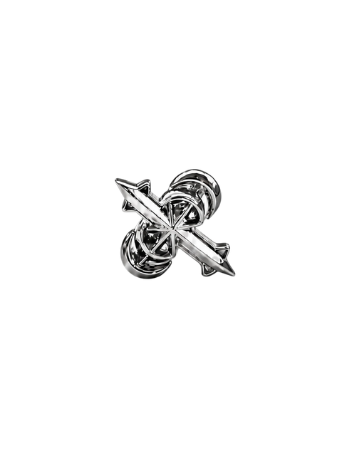 TBHNP white-gold plated gothic logo earring in silver