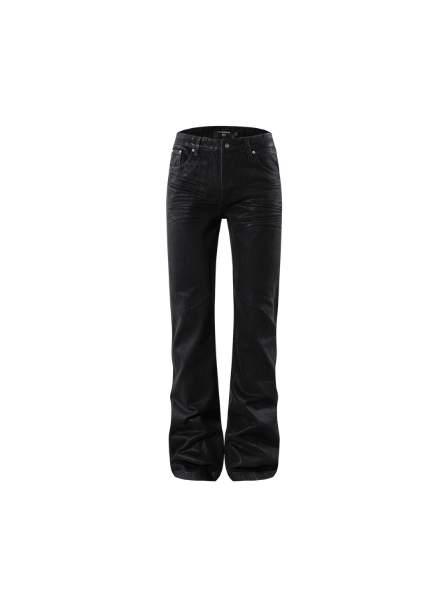 BLACK COATED WHISKERED JEANS