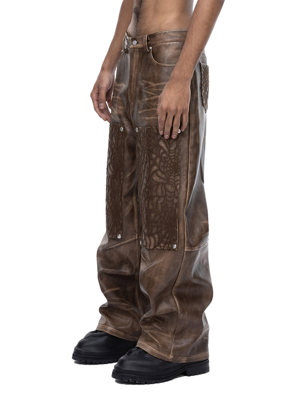 ECLIPSE OF THE BLOOD MOON COBWEB LEATHER PANTS