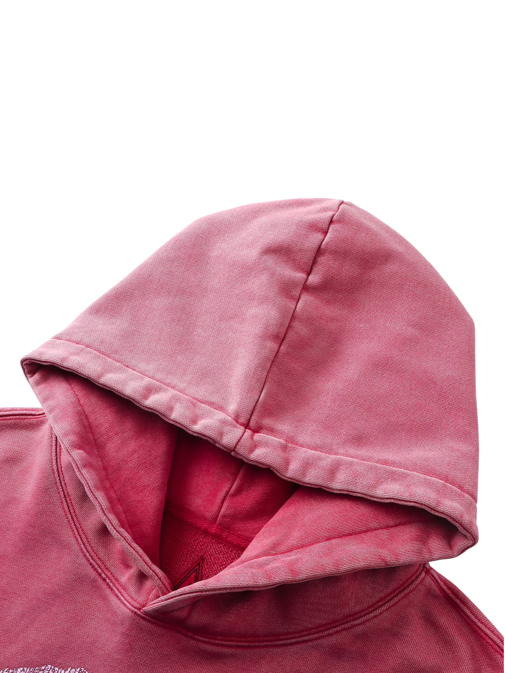 Close-up of the hood on TBHNP red arrival knight hoodie — men's streetwear detail