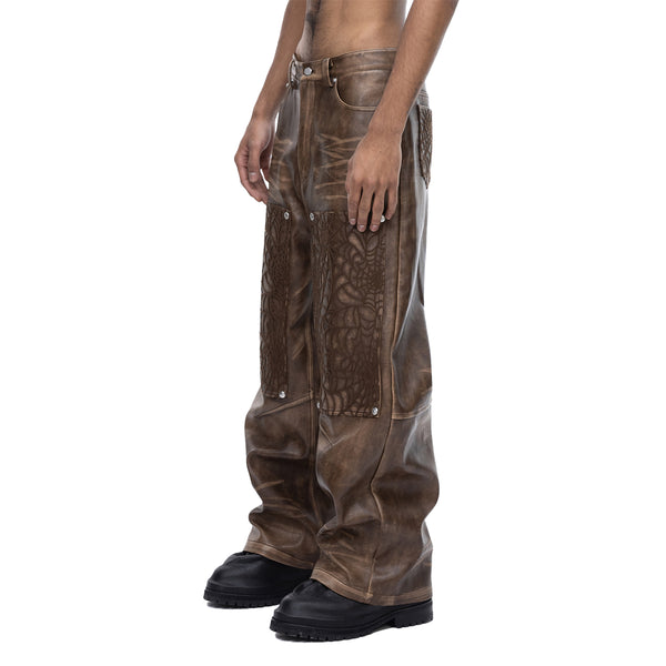 ECLIPSE OF THE BLOOD MOON COBWEB LEATHER PANTS