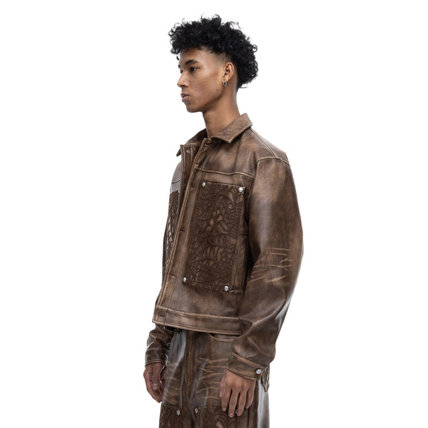 ECLIPSE OF THE BLOOD MOON COBWEB LEATHER JACKET