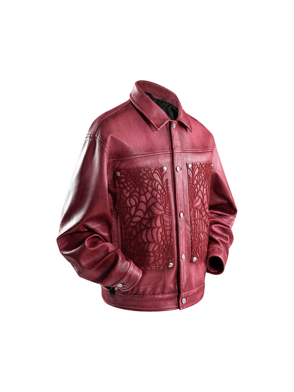 ECLIPSE OF THE BLOOD MOON COBWEB LEATHER JACKET