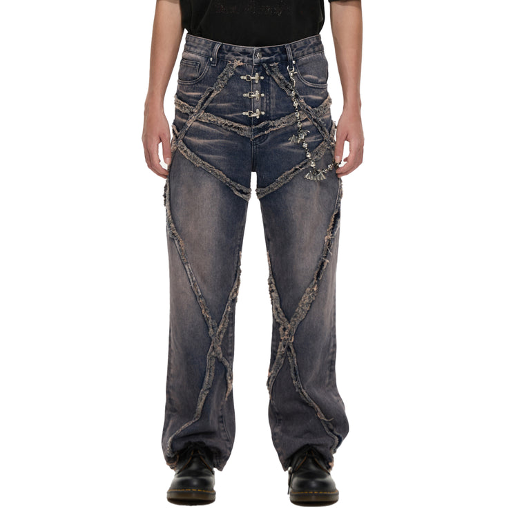 ECLIPSE OF THE  BLOOD MOON DESTROYED DENIM JEANS