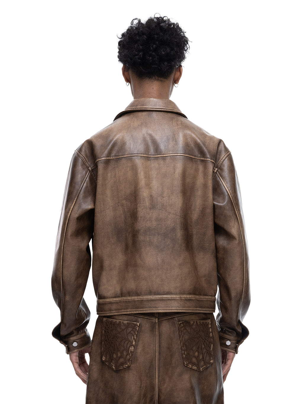 ECLIPSE OF THE BLOOD MOON COBWEB LEATHER JACKET
