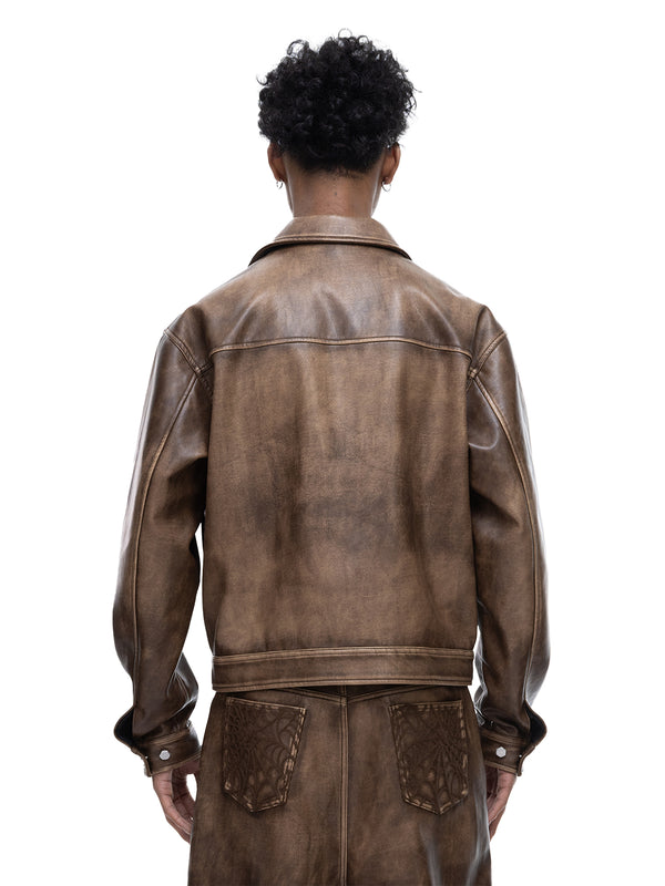 ECLIPSE OF THE BLOOD MOON COBWEB LEATHER JACKET