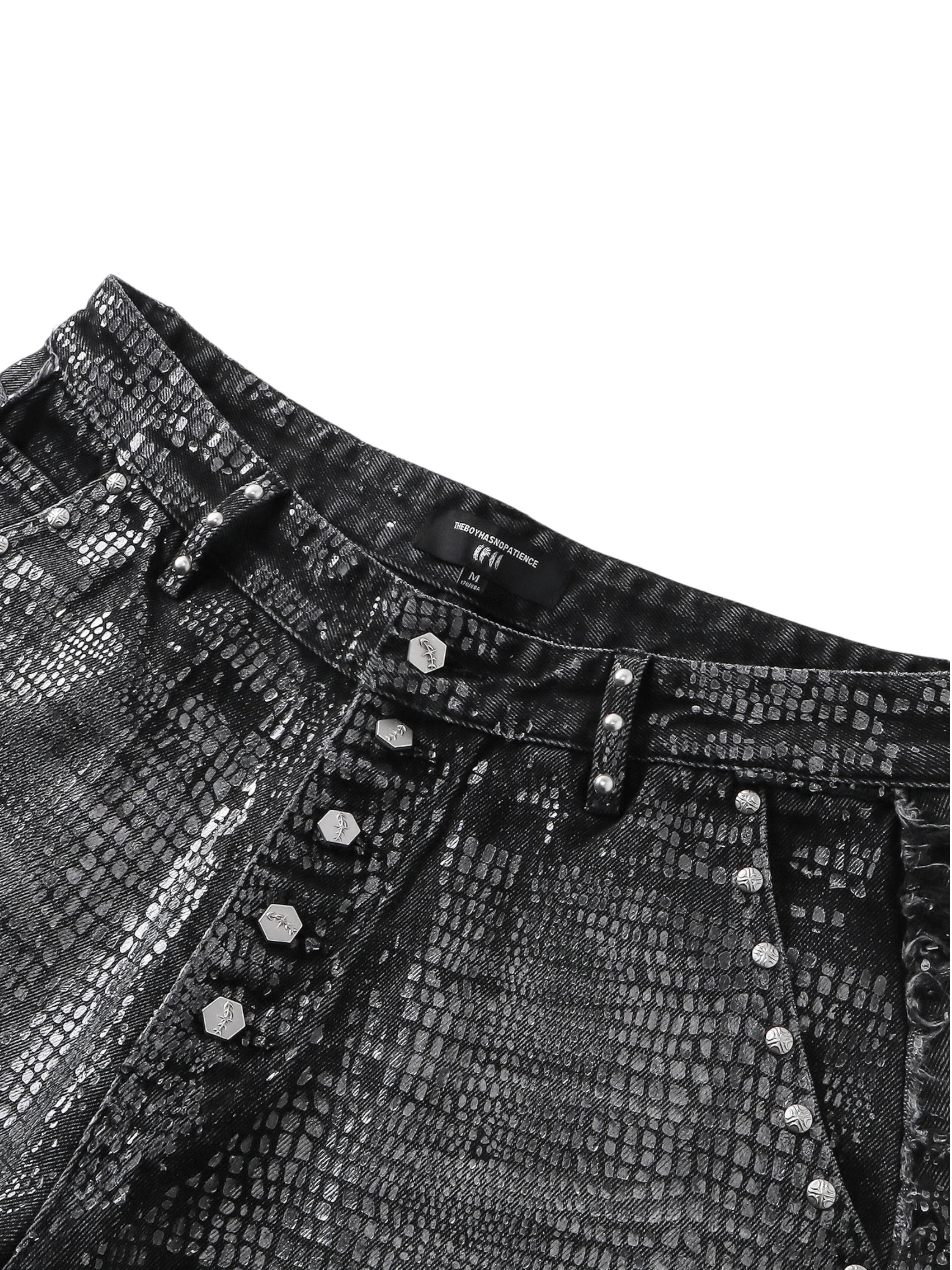 TBHNP Luminous Dawn cobweb fringed baggy jeans — men's streetwear denim