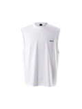 TBHNP Luminous Dawn Astral Logo Shadowbat vest in white, front flat-lay — men's streetwear sleeveless tee