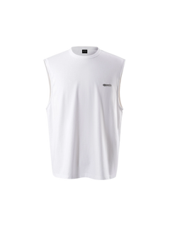 TBHNP Luminous Dawn Astral Logo Shadowbat vest in white, front flat-lay — men's streetwear sleeveless tee