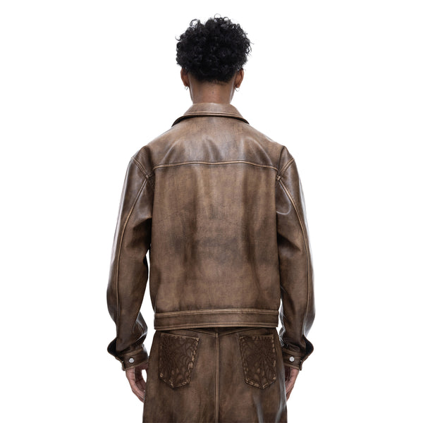 ECLIPSE OF THE BLOOD MOON COBWEB LEATHER JACKET