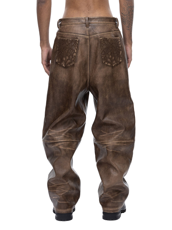 ECLIPSE OF THE BLOOD MOON COBWEB LEATHER PANTS