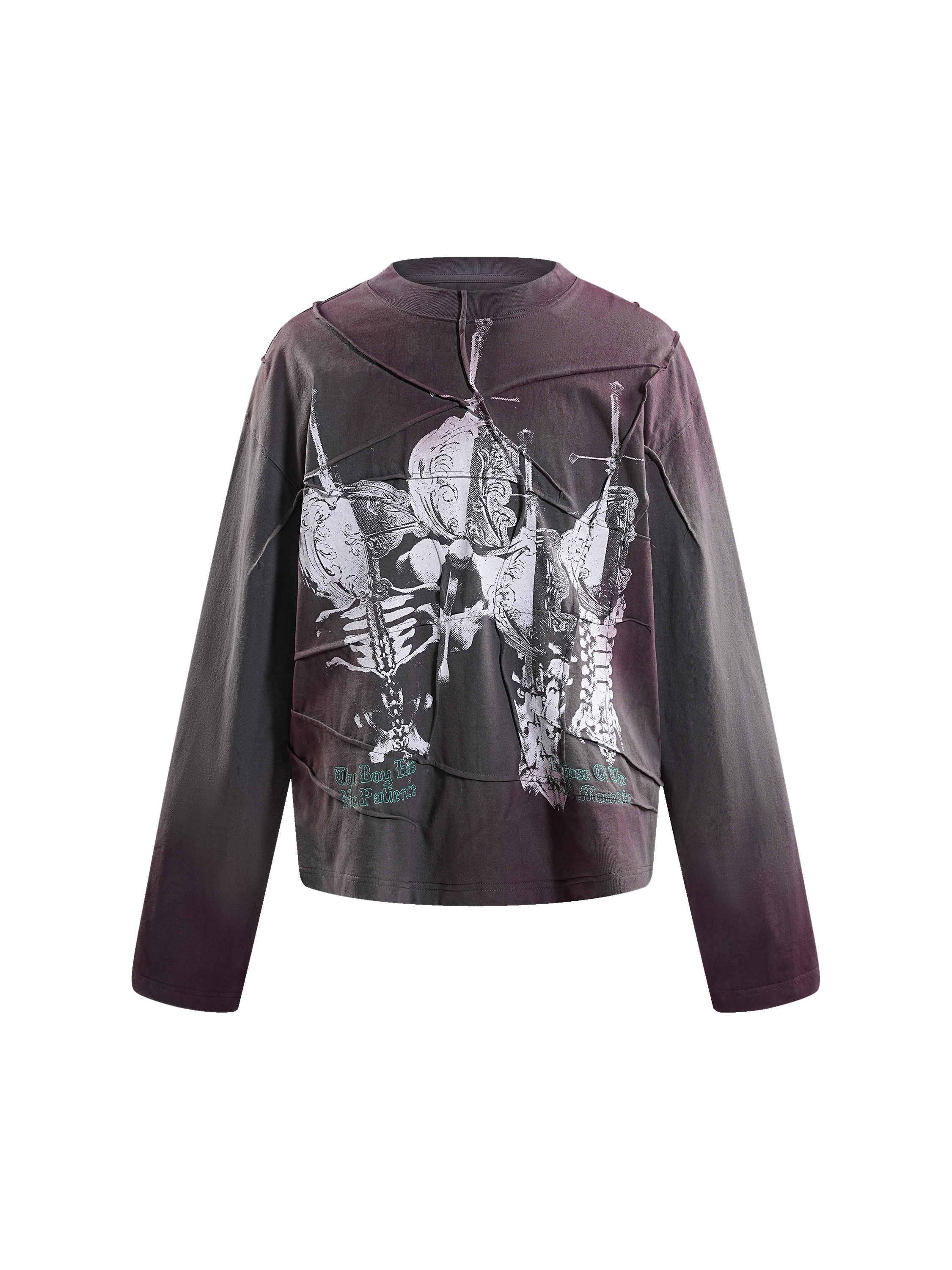 PRINTED BONE WITH SWORD WRINKLED L/S TEE