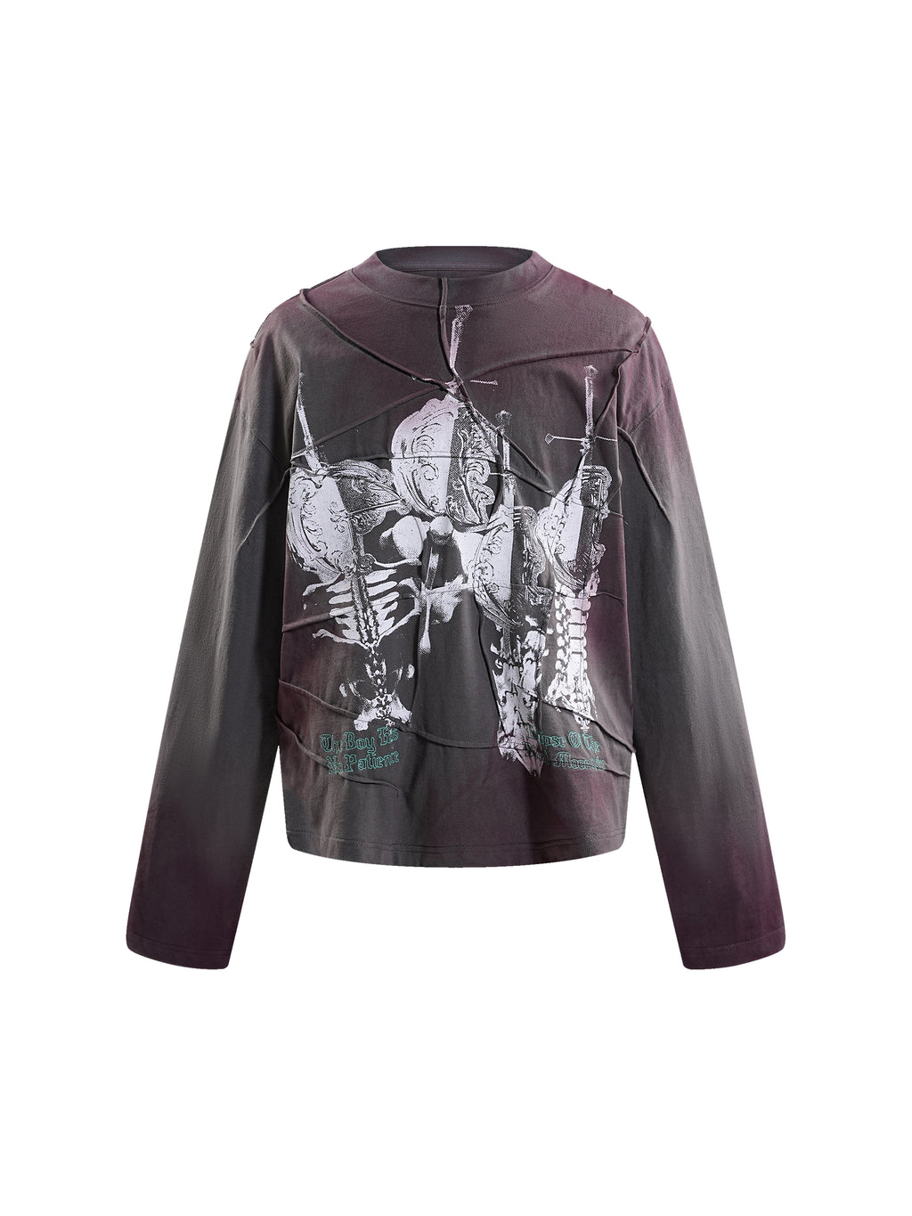 PRINTED BONE WITH SWORD WRINKLED L/S TEE