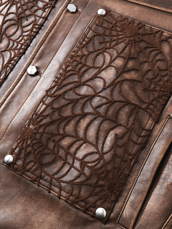 ECLIPSE OF THE BLOOD MOON COBWEB LEATHER JACKET