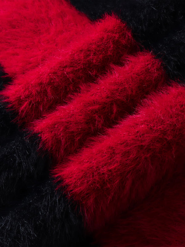 PRINCE OF DARKNESS FAUX FUR STRIPED SWEATER