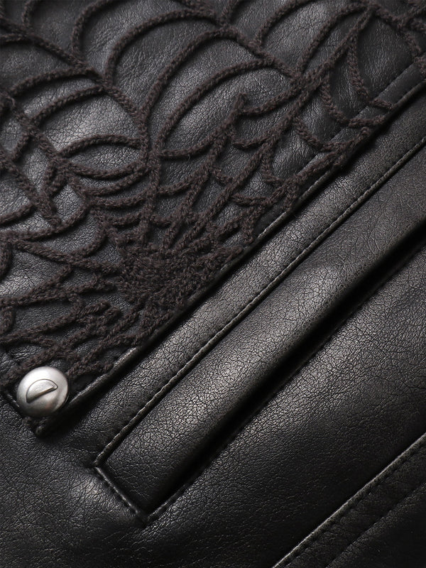 ECLIPSE OF THE BLOOD MOON COBWEB LEATHER JACKET