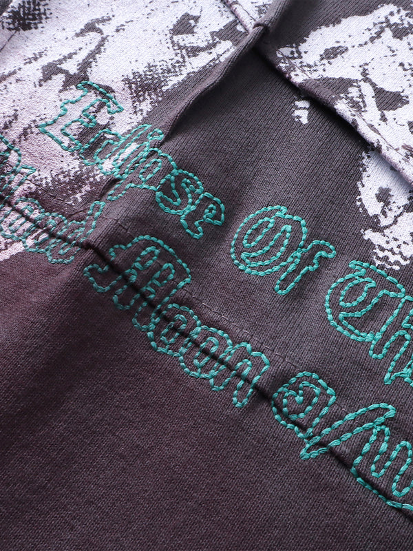 PRINTED BONE WITH SWORD WRINKLED L/S TEE