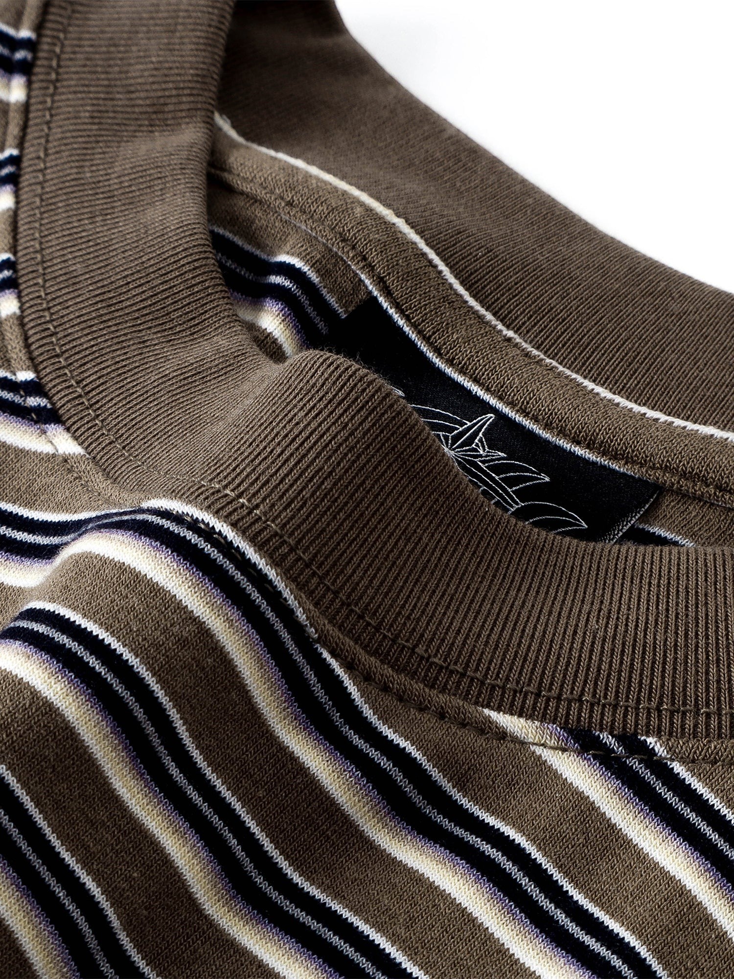 Luminous Dawn striped tee, hem detail