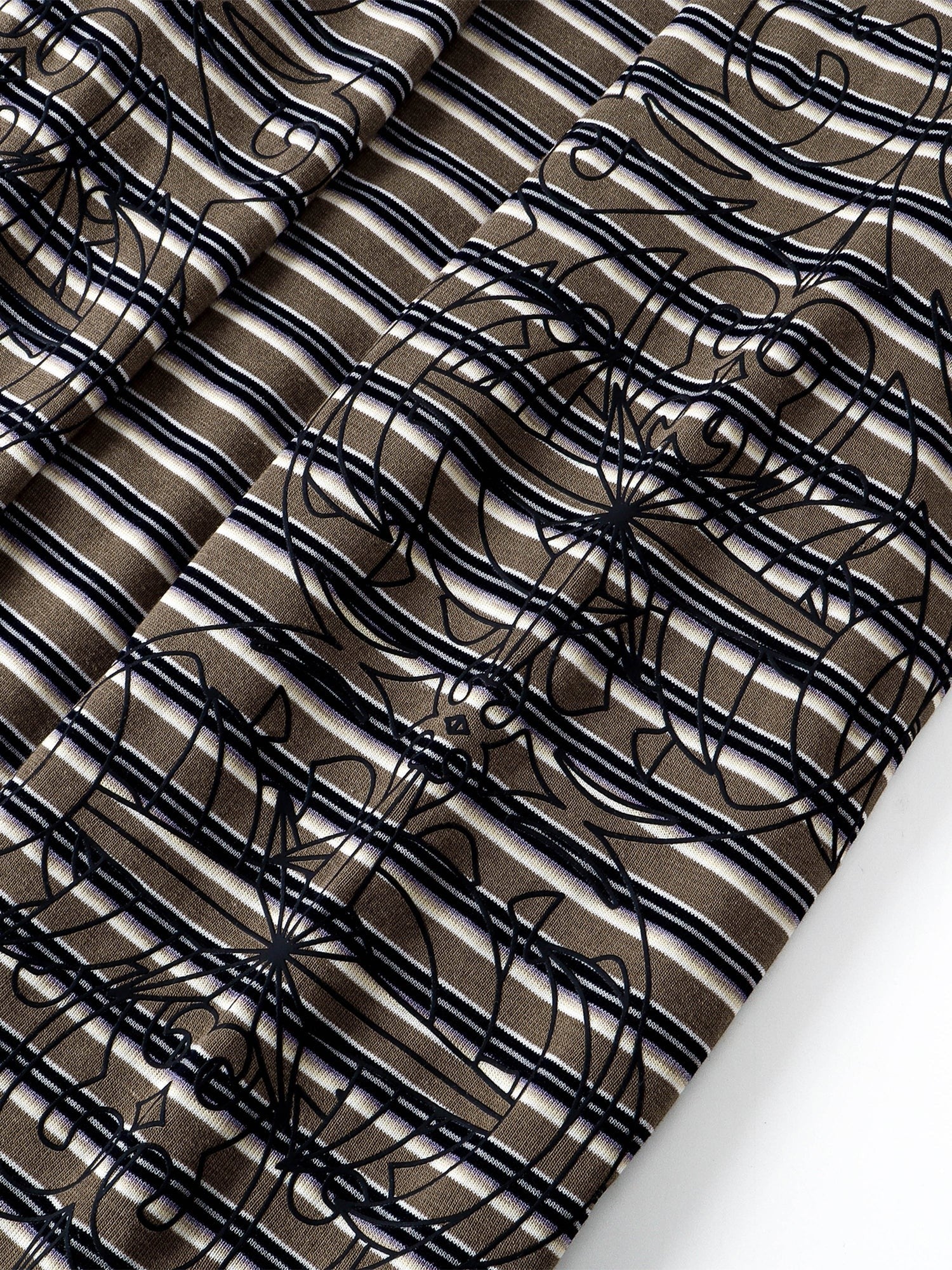 Luminous Dawn striped tee, close-up detail