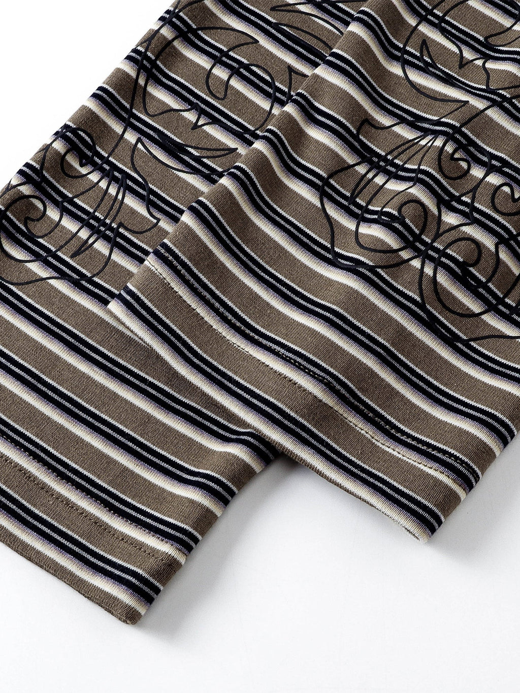 Luminous Dawn striped tee, streetwear styling