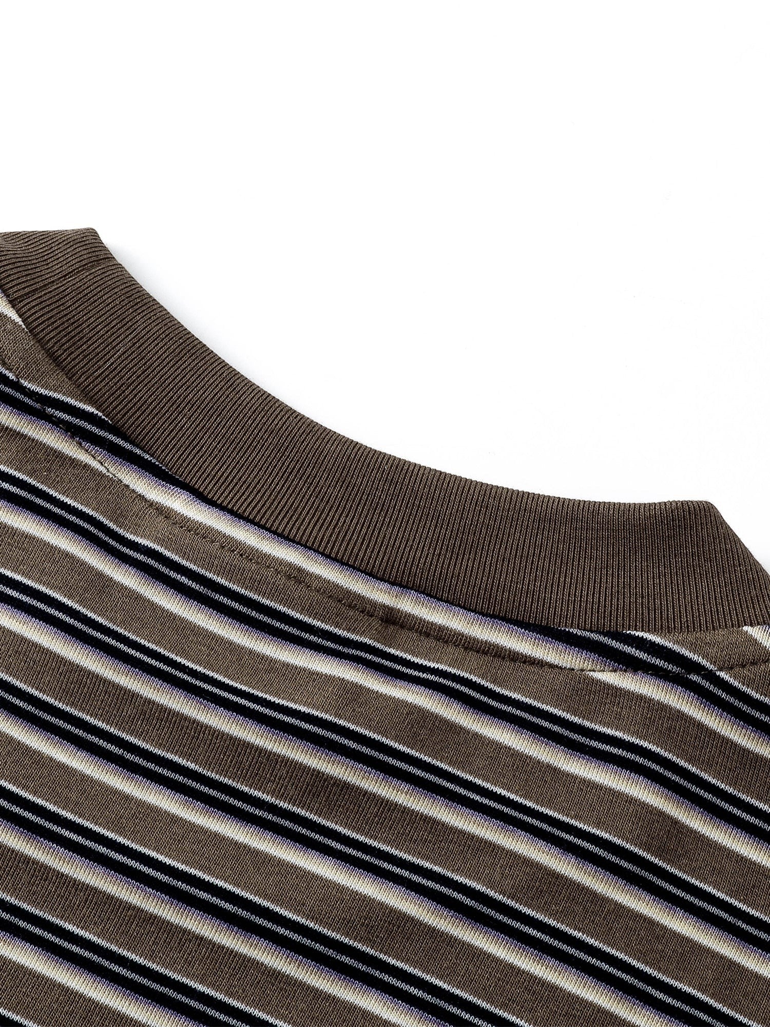 Luminous Dawn striped tee, layered styling