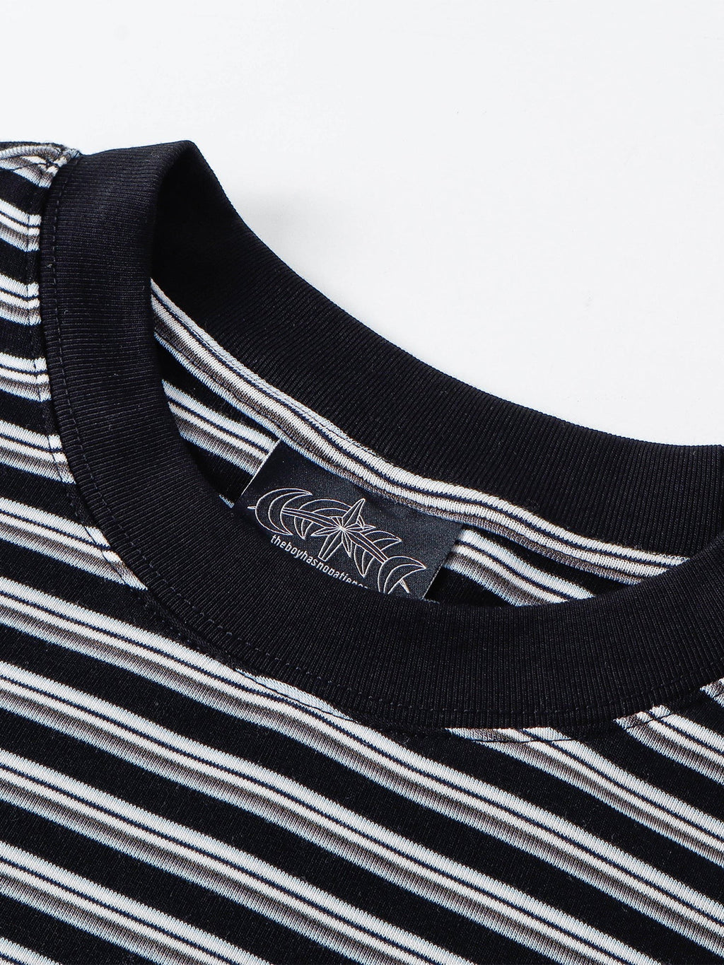 Luminous Dawn striped long-sleeve tee, front styling