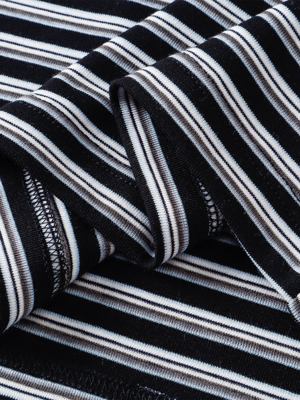 Luminous Dawn striped tee, shoulder detail