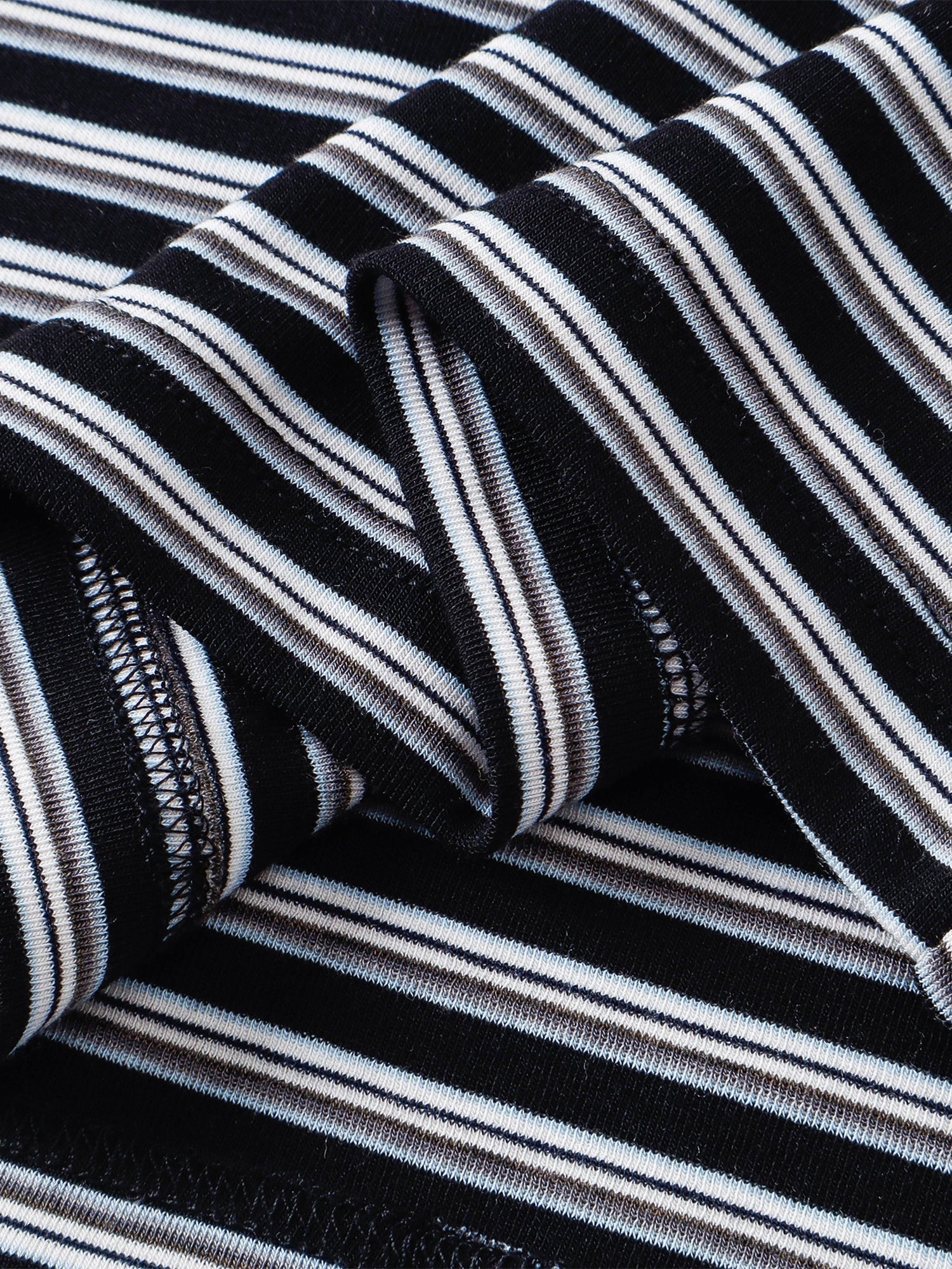 Luminous Dawn striped tee, shoulder detail
