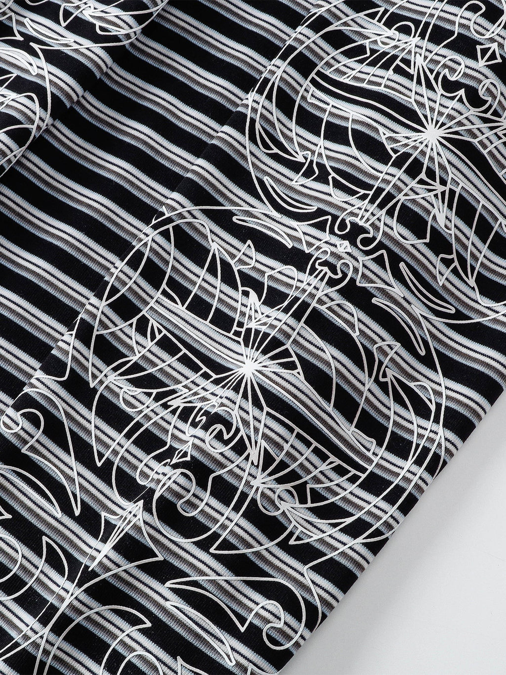 Luminous Dawn striped long-sleeve tee, side styling