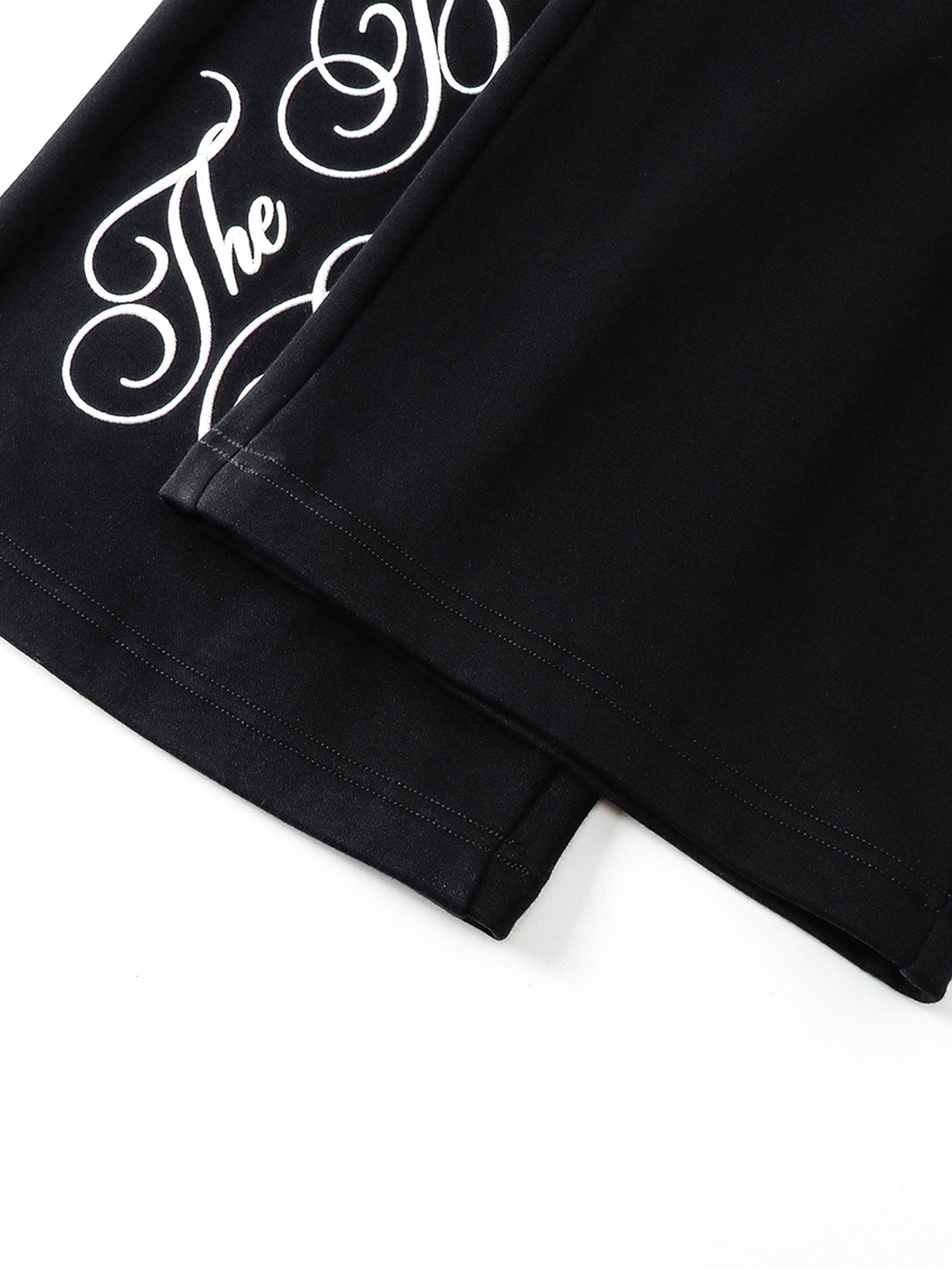 Full-length TBHNP script graphic and hem detail