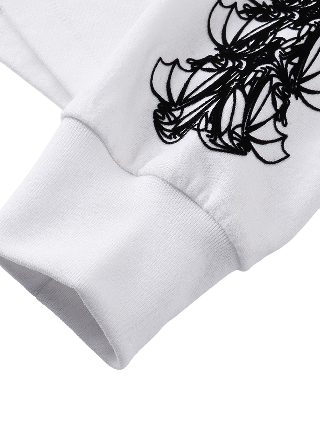 Off White ribbed cuff and flocked sleeve graphic detail