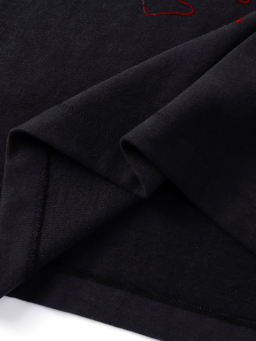 Dark Grey long-sleeve tee hem construction