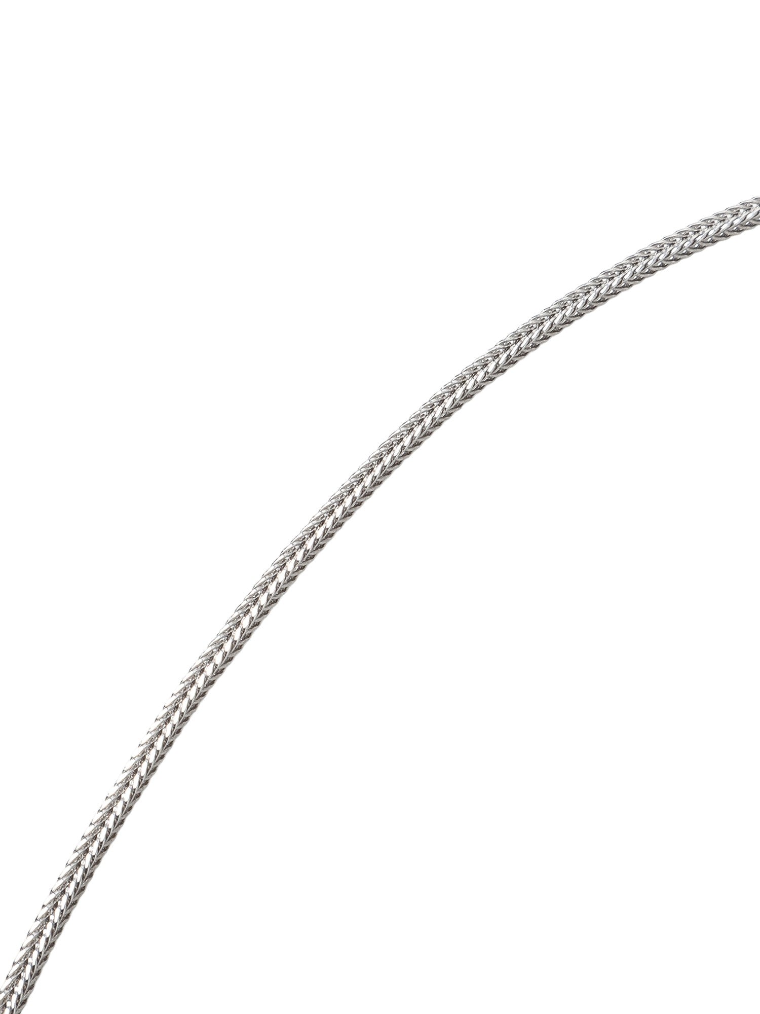 Polished silver-tone necklace chain close-up