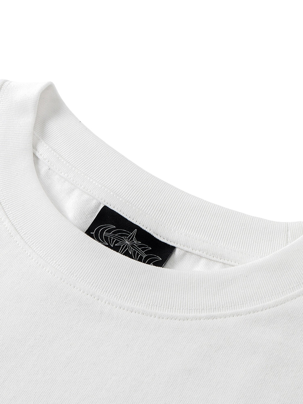 White long-sleeve tee ribbed crew neck and astral woven label