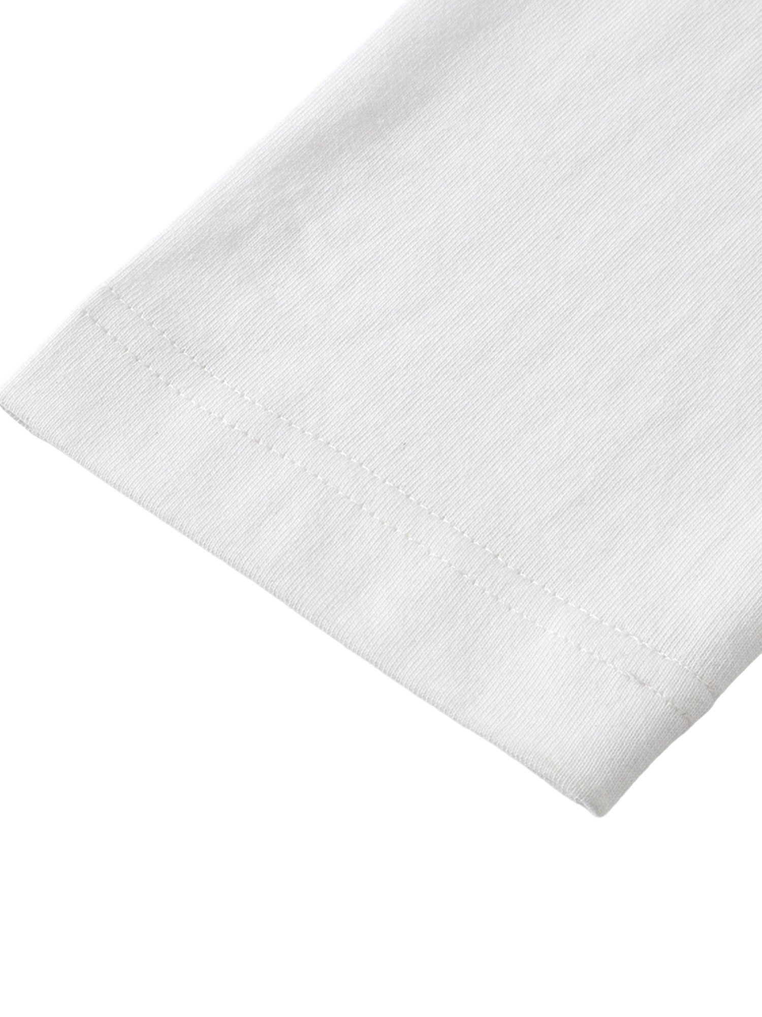 White long-sleeve tee sleeve cuff detail