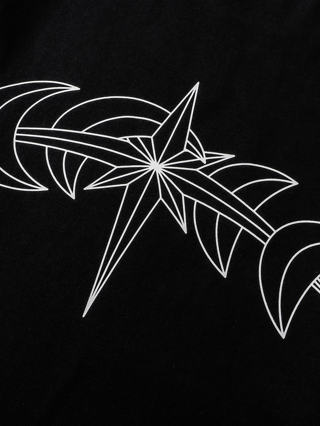 White star-moon back graphic on Black long-sleeve tee