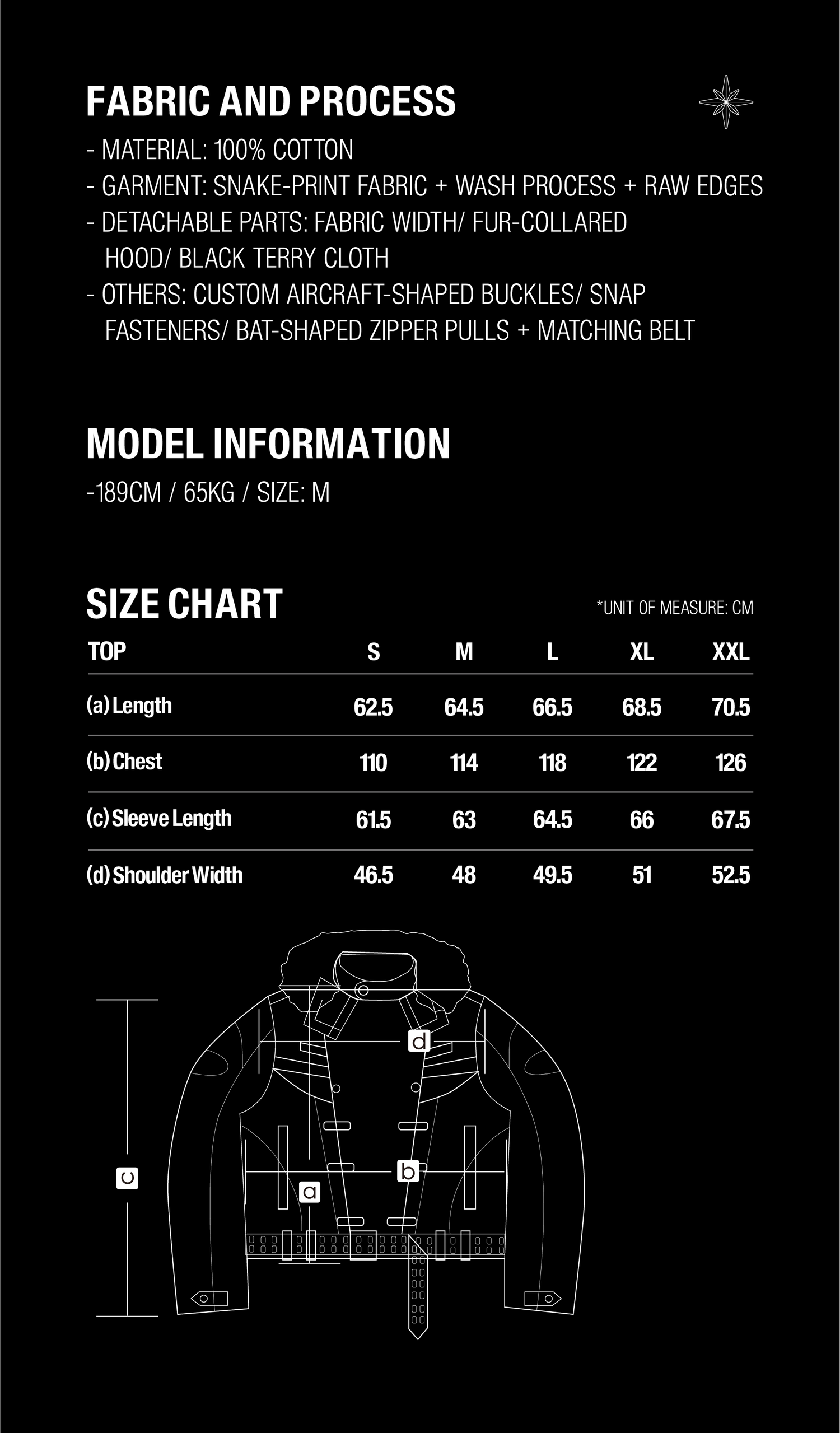 ECLIPSE OF THE BLOOD MOON COBRA PRINT JACKET size guide