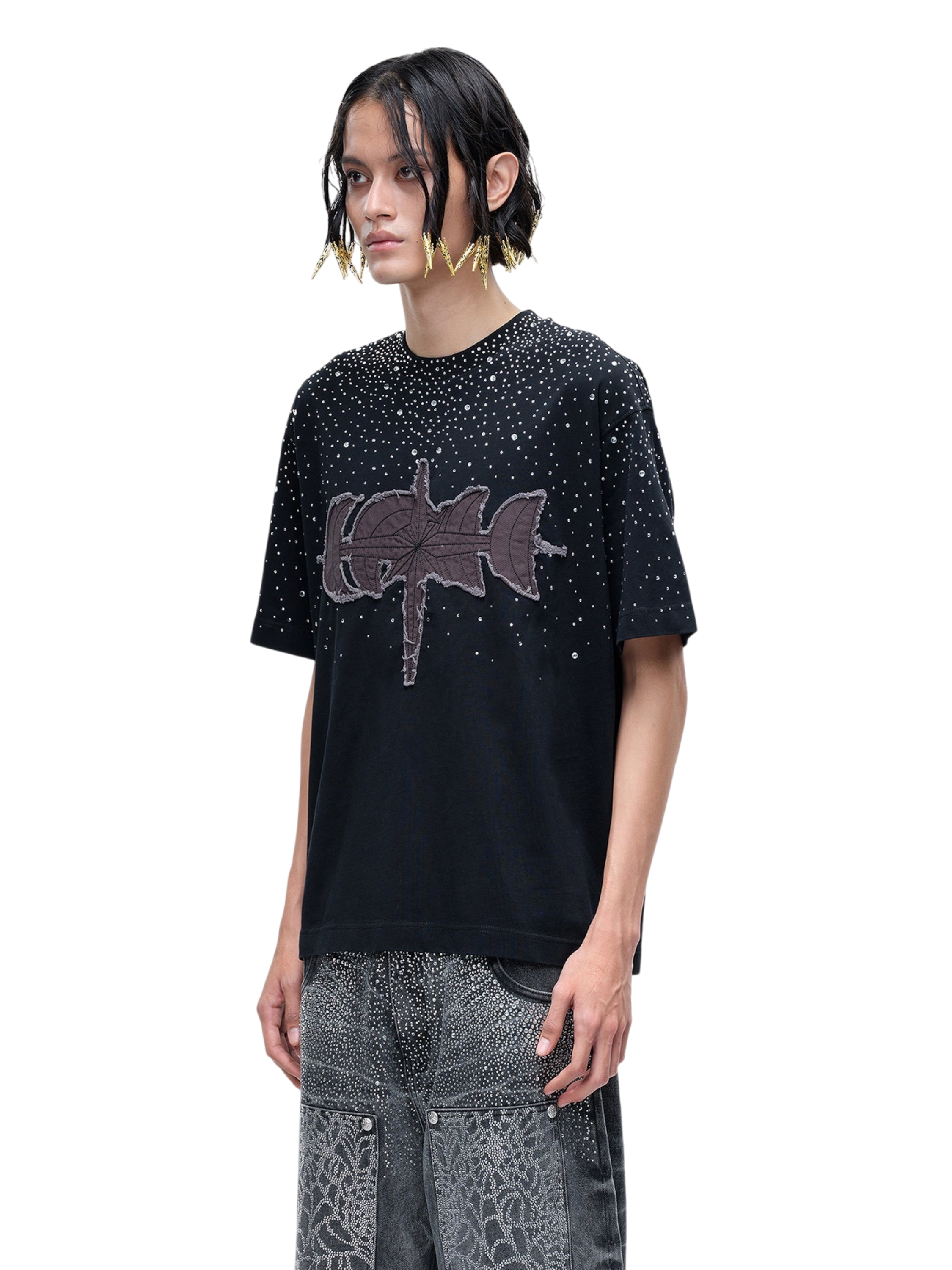 LUMINOUS DAWN RHINESTONE PATCH T-SHIRT