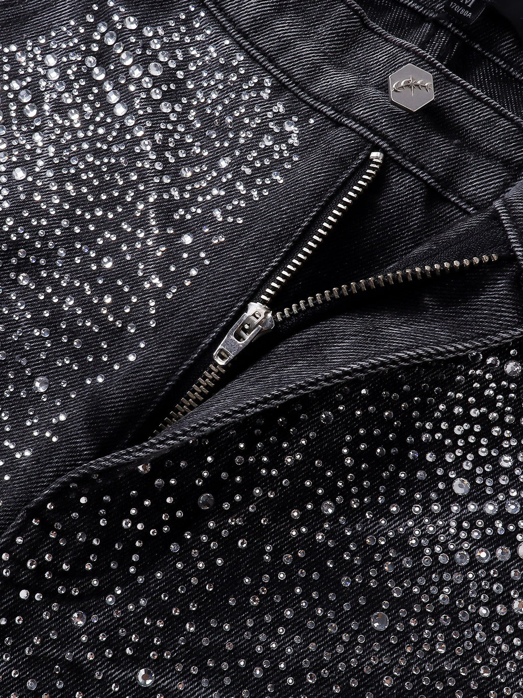 LUMINOUS DAWN RHINESTONE COBWEB  CROPPED JEANS
