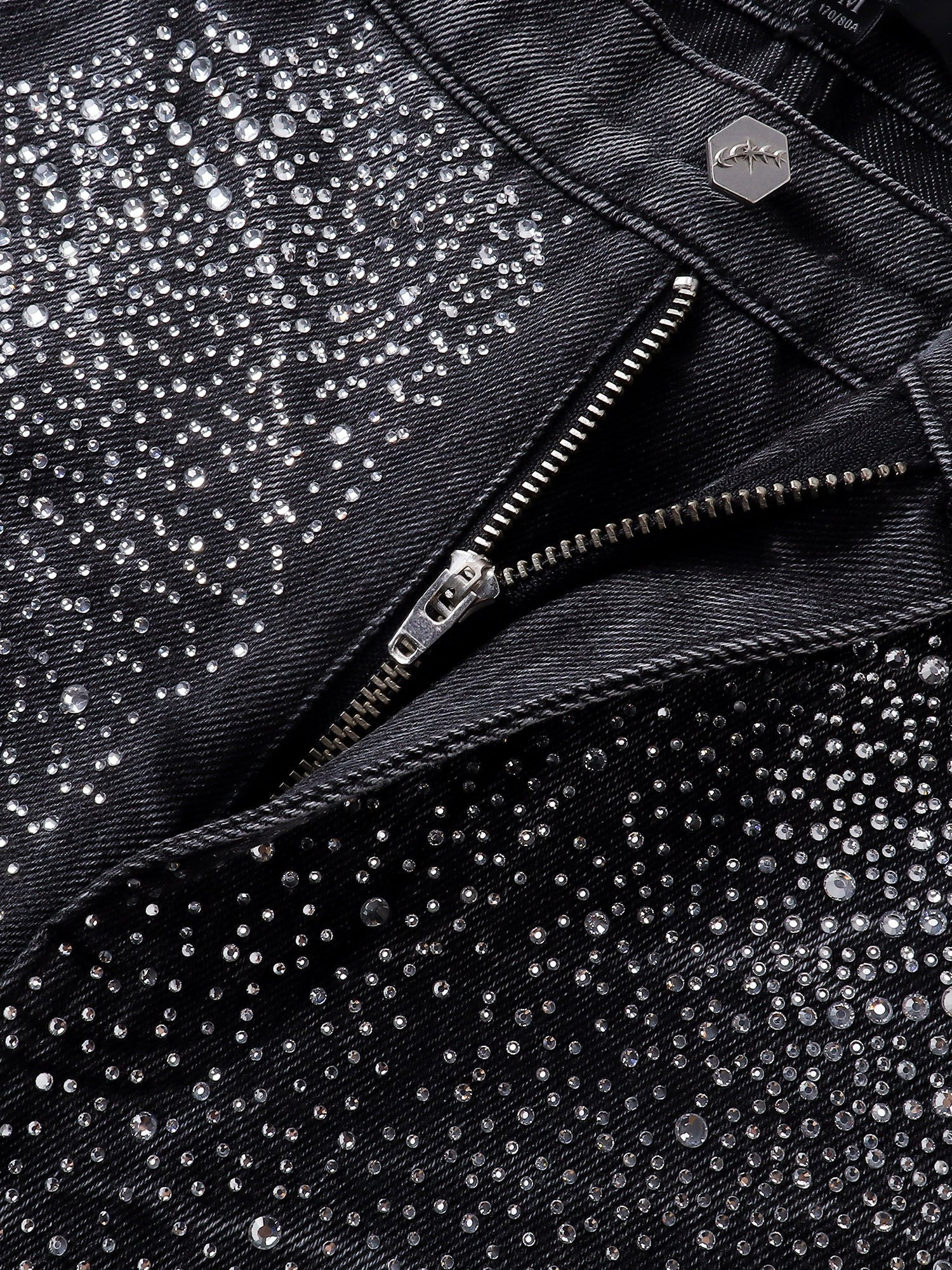 TBHNP Luminous Dawn cobweb rhinestone cropped jeans — men's streetwear denim