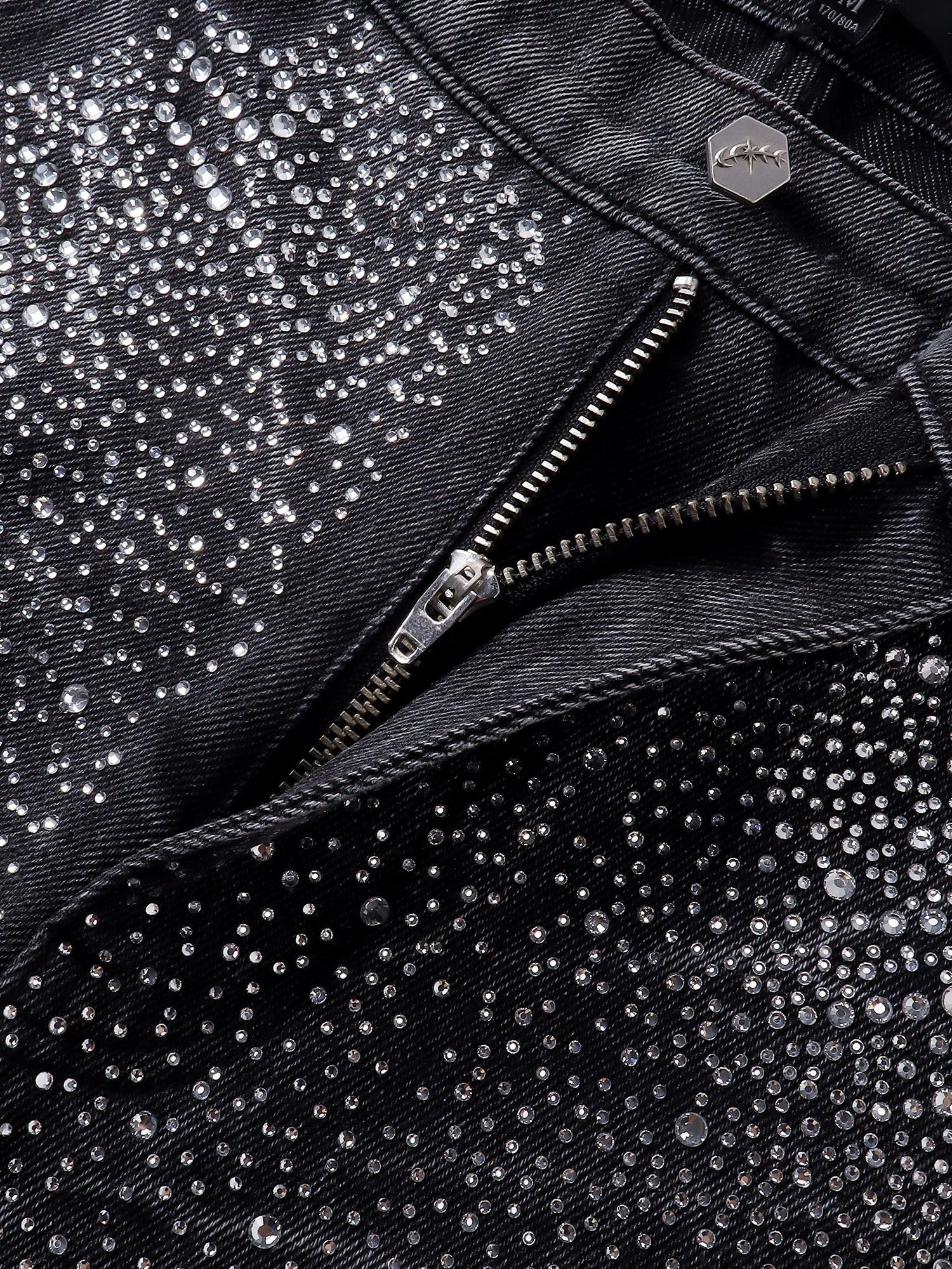 TBHNP Luminous Dawn cobweb rhinestone cropped jeans — men's streetwear denim