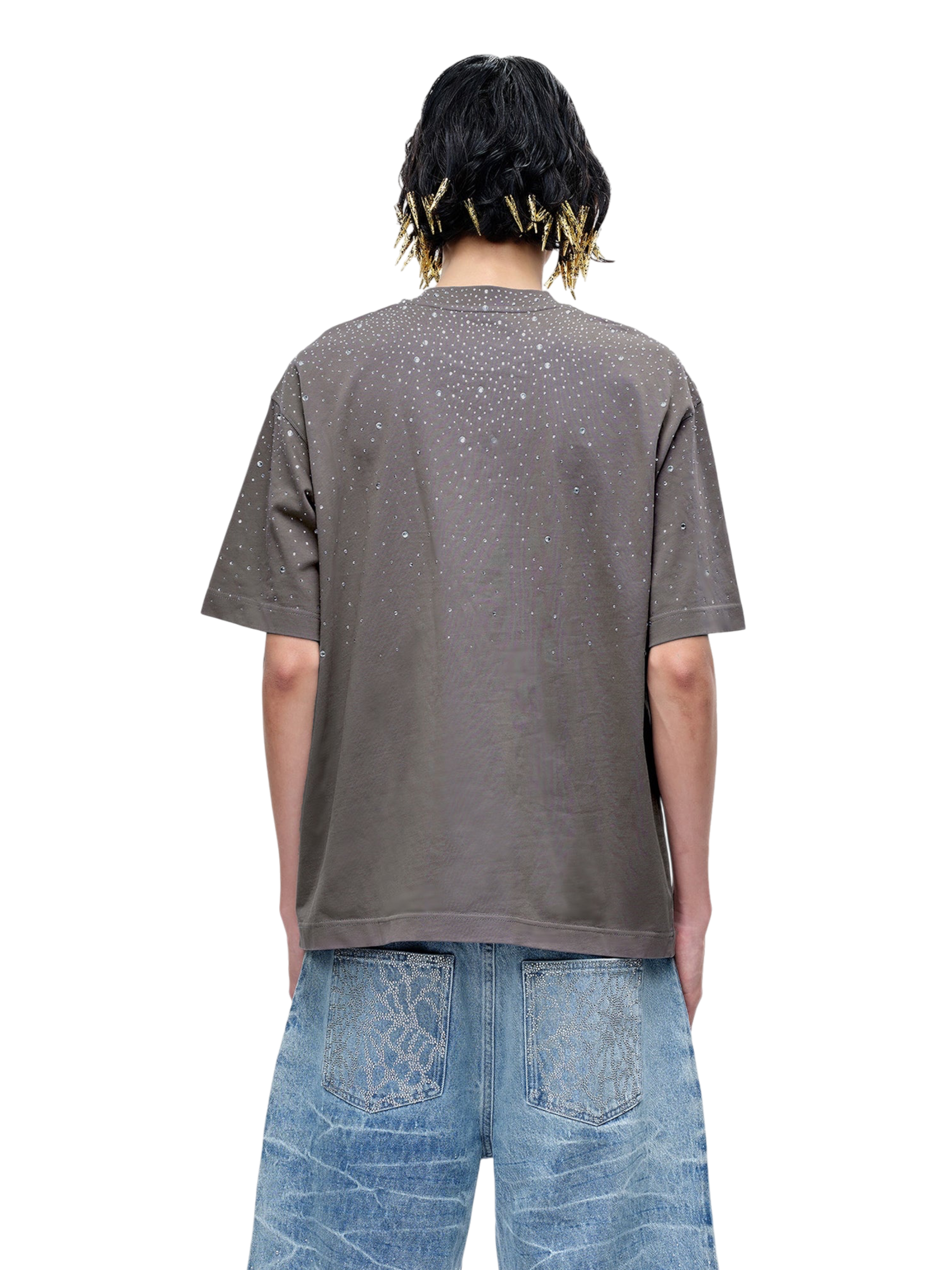 TBHNP Luminous Dawn washed boxy cotton t-shirt with rhinestones and patch embroidery — men's streetwear graphic tee